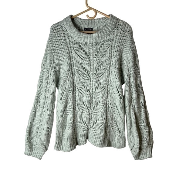 Abercrombie Fitch Loose Cable Knit Sweater Comfy soft Mint color XL - Picture 1 of 5
